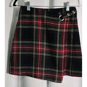 francesca's ALYA Plaid‎ Wrap Mini Skirt NWT – Red & Green Tartan, Size XS